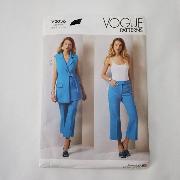 Vogue Patterns V2036 Vest & Pants Sewing Pattern Size H5 6-8-10-12-14 Womens - Picture 1 of 4